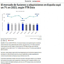 El mercado de fusiones y adquisiciones en Espaa cay un 7% en 2023, segn TTR Data